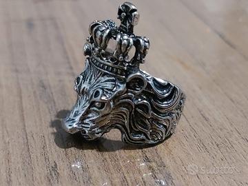 Anello regolabile gotico punk lupo con corona