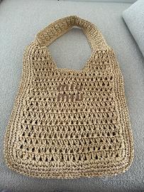 Borsa Miu Miu in paglia beige
