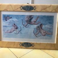 Quadro con cornice in legno e stampa angeli