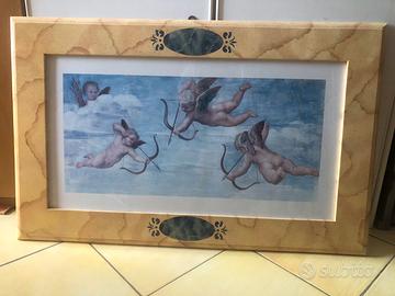 Quadro con cornice in legno e stampa angeli