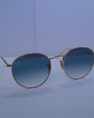 Ray-Ban Round Metal RB3447 Originali Oro/Lenti Blu