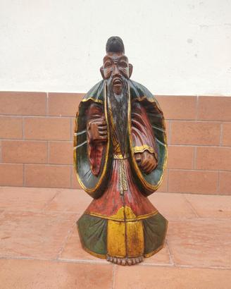Statua Orientale Saggio Divinità Thailandese Teak