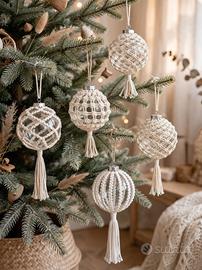 Palline di Natale in Macramè -Fatte a Mano- Stile 