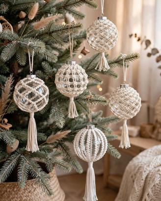 Palline di Natale in Macramè -Fatte a Mano- Stile 