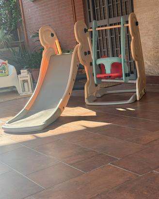 Scivolo con altalena  per bambini da esterno