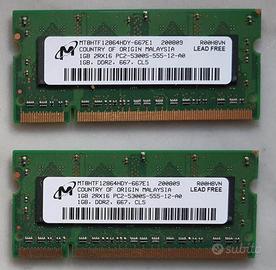2 x 1GB RAM SODIMM MT8HTF12864HDY 667E1 DDR2