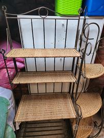 3 mobiletti in ferro battuto e corda