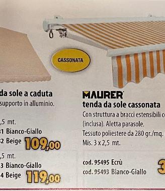 Tende da sole - Diversi sistemi e varie misure