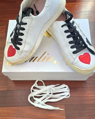 Sneakers Giulia Nati Pelle Cuore Rosso come nuove 