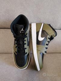 Nike Jordan 1Mid Black/White/Medium Olive 39 NUOVE