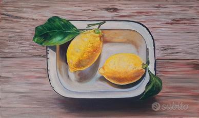 Quadro limoni dipinto  a olio su tela 30 x 50