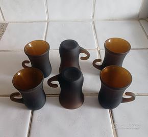 Bicchierini Collezione Moka vetro ambrato Vintage