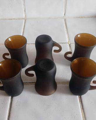 Bicchierini Collezione Moka vetro ambrato Vintage