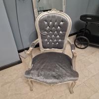 Sedia Barocca in Velluto Grigio 