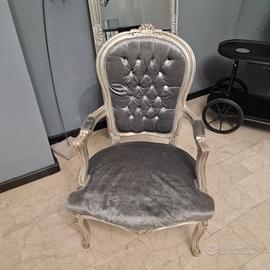 Sedia Barocca in Velluto Grigio 