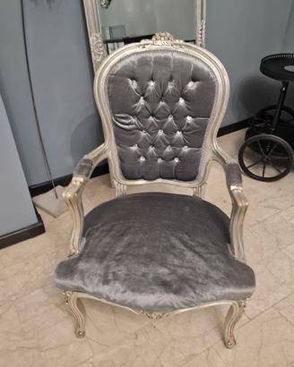 Sedia Barocca in Velluto Grigio 