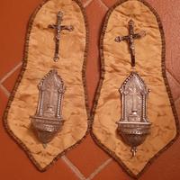 Coppia di ACQUASANTIERE in argento XIX secolo