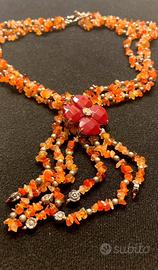 Collana di Schegge di Corniola e Argento Indiano