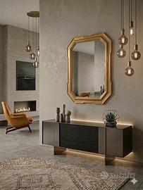 specchio in legno foglia oro