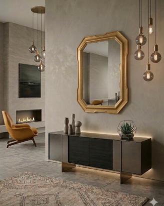 specchio in legno foglia oro