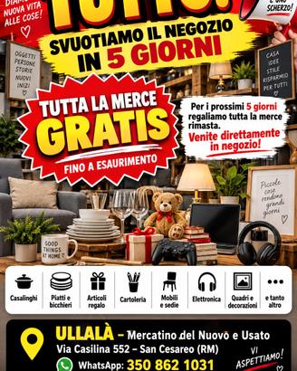  REGALIAMO TUTTA LA MERCE – SVUOTIAMO NEGOZIO