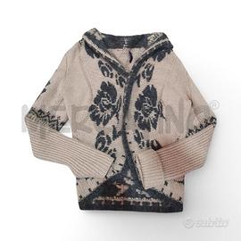 CARDIGAN DONNA TRUSSARDI JEANS BEIGE FIORI GRIGI