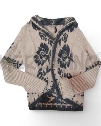 CARDIGAN DONNA TRUSSARDI JEANS BEIGE FIORI GRIGI