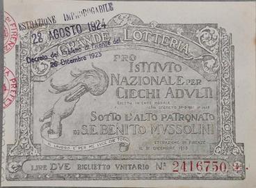 Biglietto Lotteria Istituto Nazionale per Ciechi 1