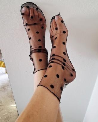 calza universale pois donna nera gambaletto
