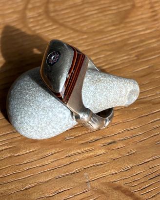 Anello Tuareg argento ebano e murrina