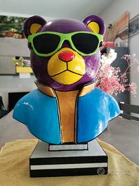Scultura Pop Teddy Superstar  H 42 cm fatta a mano