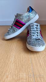 Gucci Ace Glitter argento tg 35.5 vestono 36.5