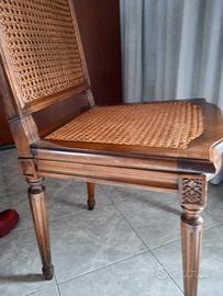 4 sedie legno massello e rattan