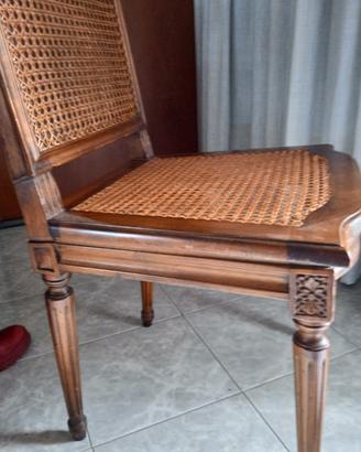 4 sedie legno massello e rattan
