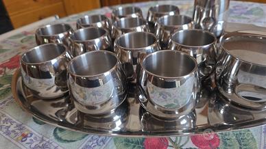 servizio caffè per  12 persone acciaio inox 