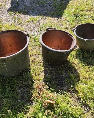 Secchielli in rame vintage (3 pezzi)