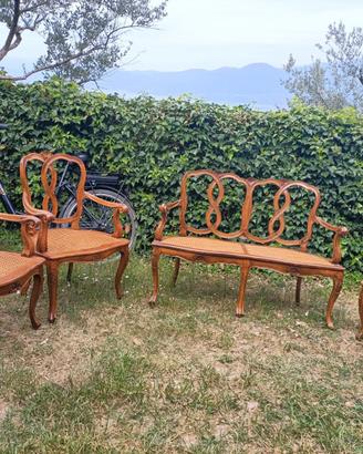 salottino viennese paglia e legno