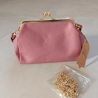 Pochette vera pelle rosa malva