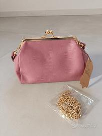 Pochette vera pelle rosa malva