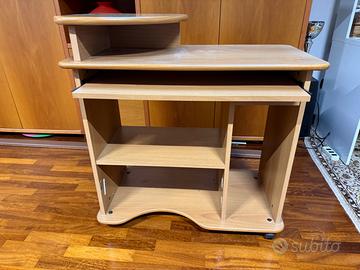 Mobile porta computer color faggio con rotelle