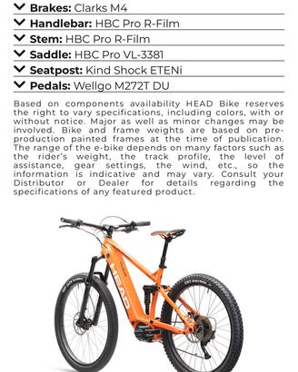 Bici Elettrica HEAD TERNI MAN Tg 47 Batt. 630 Wh