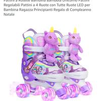 Pattini a 4 ruote illuminate a led con unicorni