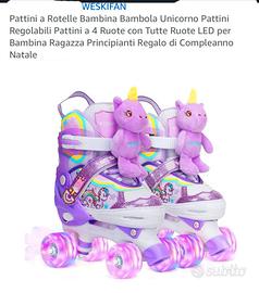 Pattini a 4 ruote illuminate a led con unicorni