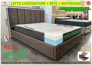 Letto matrimoniale contenitore + rete + materasso