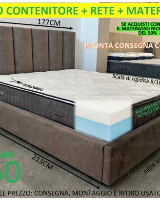 Letto matrimoniale contenitore + rete + materasso