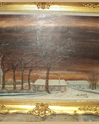 Quadro casa con alberi quadro firmato