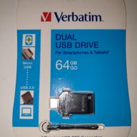 VERBATIM - DUAL USB DRIVE 64 GB (NUOVO)