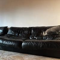 Coppia Divani in Pelle Nera Lucida