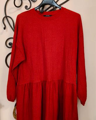 Abito rosso donna maniche lunghe BERSHKA Eur S