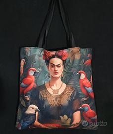 tote bag in tessuto vellutato stampato